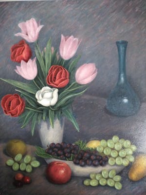 Frans Simons - Stilleven met bloemen, druiven en vaas kopen? Bied vanaf 15!