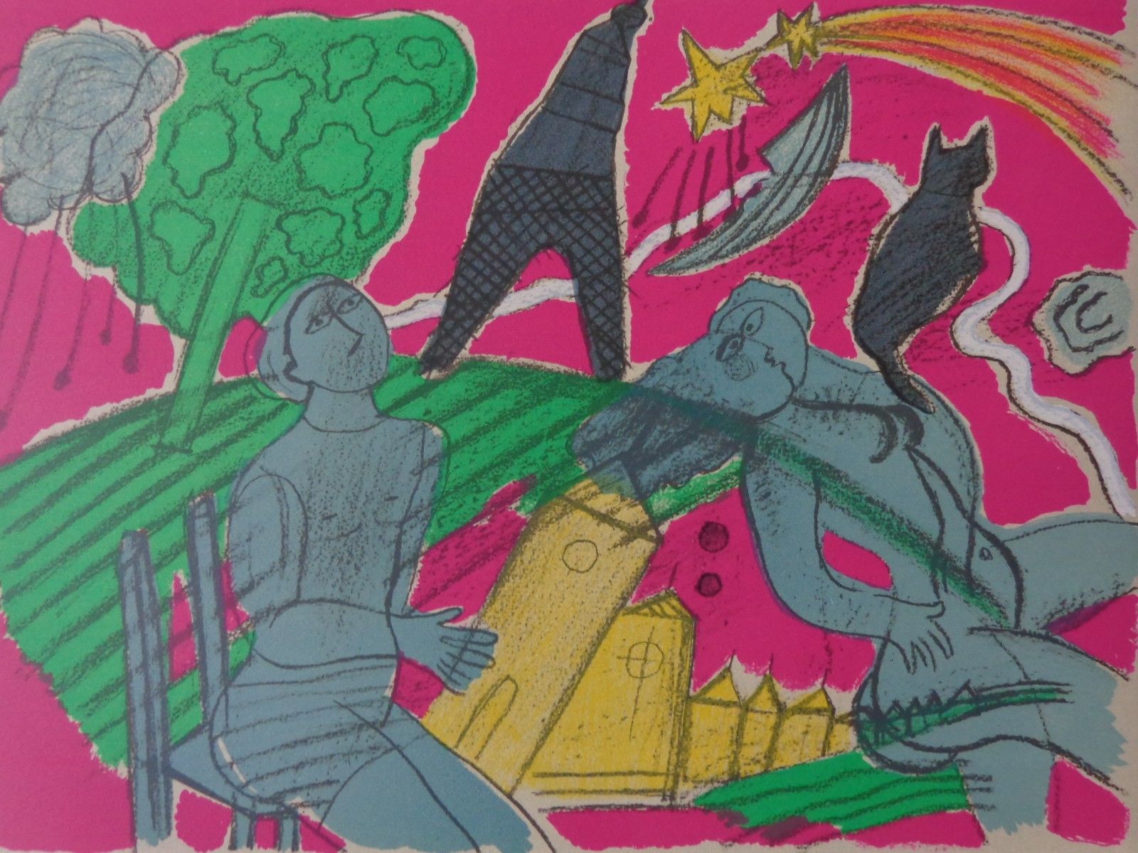 Corneille - KOPPEL IN PARIJS / KLEURLITHO / 53x73cm / SIG / 1989 kopen? Bied vanaf 155!