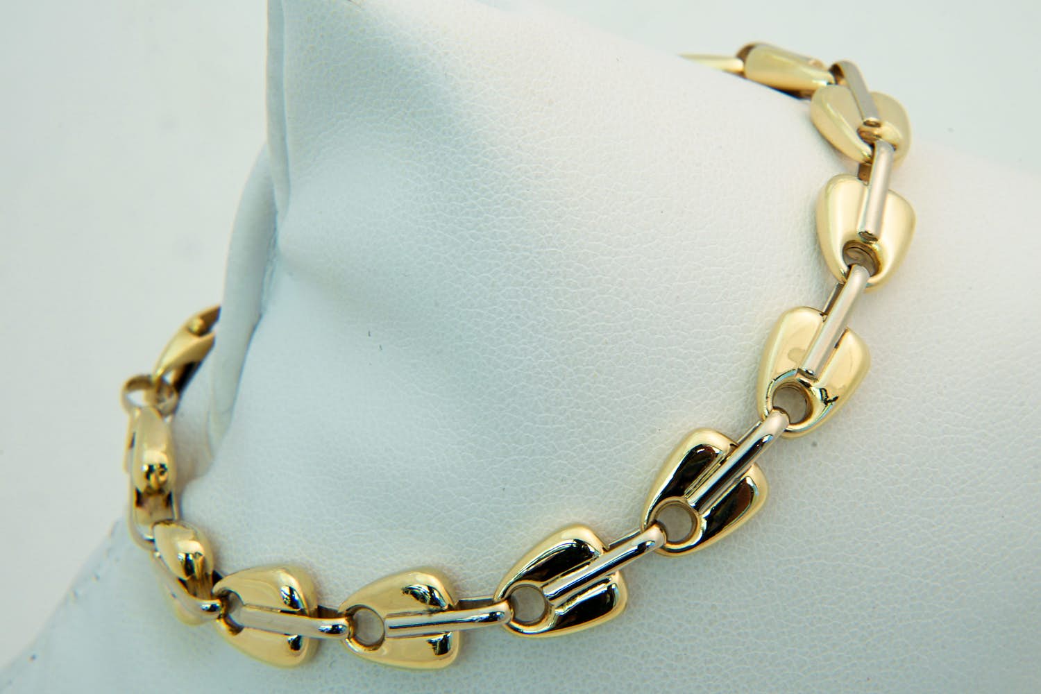 68 - Aparte 14Krt bicolor gouden unisex armband -  fantasie schakel - gekeurd kopen? Bied vanaf 480!