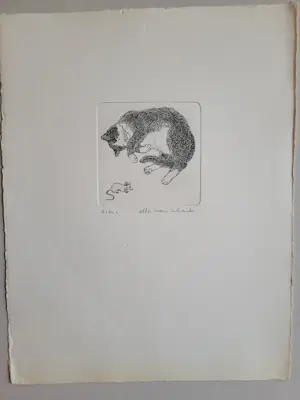 Ella van Schaik - handgesigneerde ets | 'Kat en muis' kopen? Bied vanaf 40!