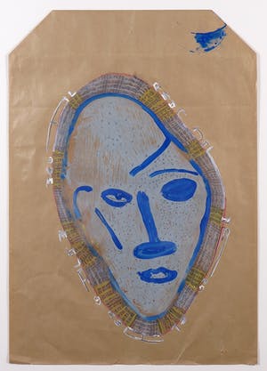 Dirk Celis - Gemengde techniek op kraftpapier, Zonder titel - Ingelijst kopen? Bied vanaf 50!