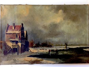 Niet of onleesbaar gesigneerd - Hollands Winterlandschap - Olieverf op doek kopen? Bied vanaf 10!