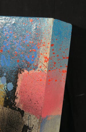 Theo Koster - Handbewerkte zeefdruk en collage op hout, E kopen? Bied vanaf 10!