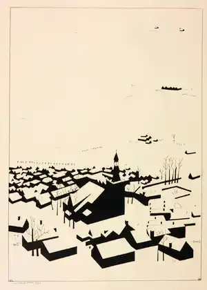 Hendrik Valk - Litho, Winters stadsgezicht verkauft für € 110!