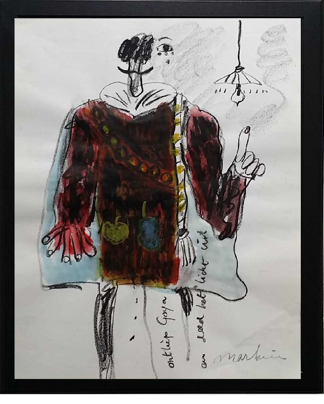 Anton Martineau - gouache op papier - Hommage de Velazquez verkocht voor € 150!