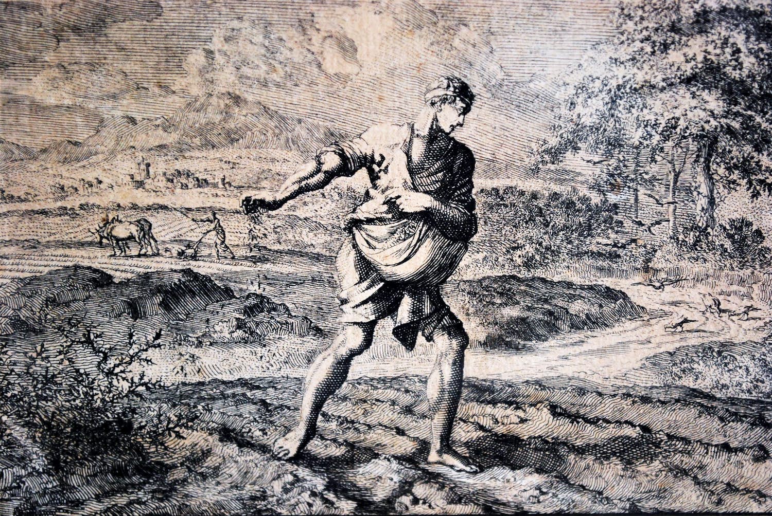 Jan Luyken - De zaaier - ets - 1703 verkocht voor € 45!