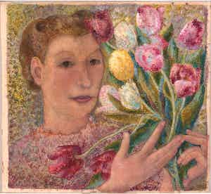 Niet of onleesbaar gesigneerd - Tulpen meisje verkocht voor € 100!