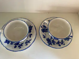 Steingutwerk VEB Torgau - Vintage kop en schotel blauw bloemenmotief kopen? Bied vanaf 29!