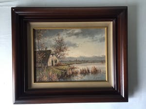 Gien Brouwer - Boerderij aan Water - Olieverf op paneel, Ingelijst kopen? Bied vanaf 110!