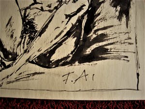 Niet of onleesbaar gesigneerd - Russisch (Cyrillische naam achterzijde) Inkt tekening - de verleiding van Eva - kopen? Bied vanaf 1!