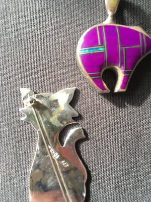 1e gehalte Zilver - intarsia hanger en broche van een kat kopen? Bied vanaf 25!