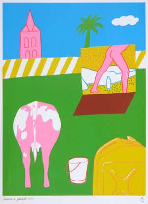 Harrie Gerritz - Zeefdruk, Z.T. Landschap met koe verkocht voor € 50!