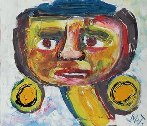 Martin van Wordragen - Olieverf op doek, Negermeisje - Ingelijst kopen? Bied vanaf 1!