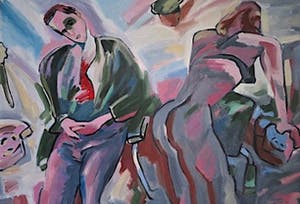 Dick Bastiaan van der Meijden - Dagdromen op kantoor - Pop Art - Humoristische erotische voorstelling- Groot kopen? Bied vanaf 1!