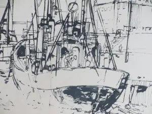 Frans Hollaardt - Havengezicht & Stadsgezicht - Inkttekeningen kopen? Bied vanaf 60!