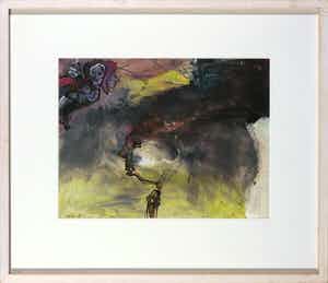 Rachid Ben Ali - Inkt en gouache op papier, Tegendradig - Ingelijst verkocht voor € 1!