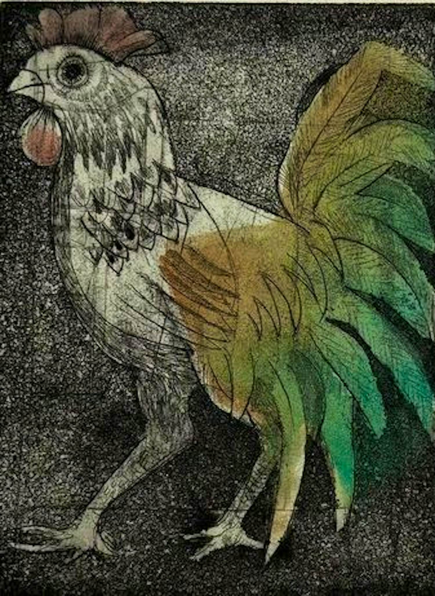 Jeanne Bieruma Oosting - Ets/aquatint: 'de haan' kopen? Bied vanaf 350!