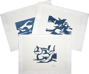 Paul Overhaus - Houtsnede, Lot van drie voorstellingen kopen? Bied vanaf 20!