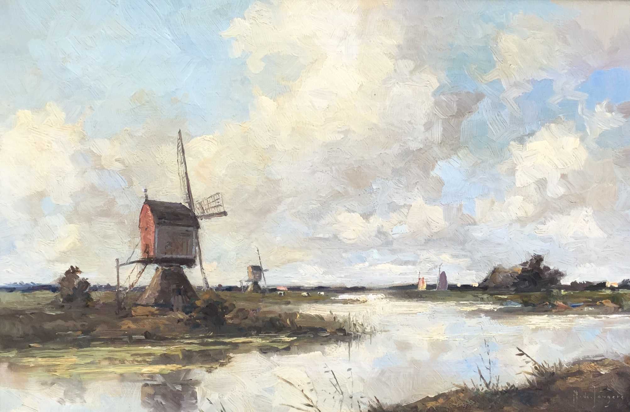 Marius de Jongere - Landschap met molens langs het water kopen? Bied vanaf 495!