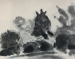 Gerard Schaperkotter - Indische inkt op papier, Tuin I en Tuin II- Ingelijst kopen? Bied vanaf 70!