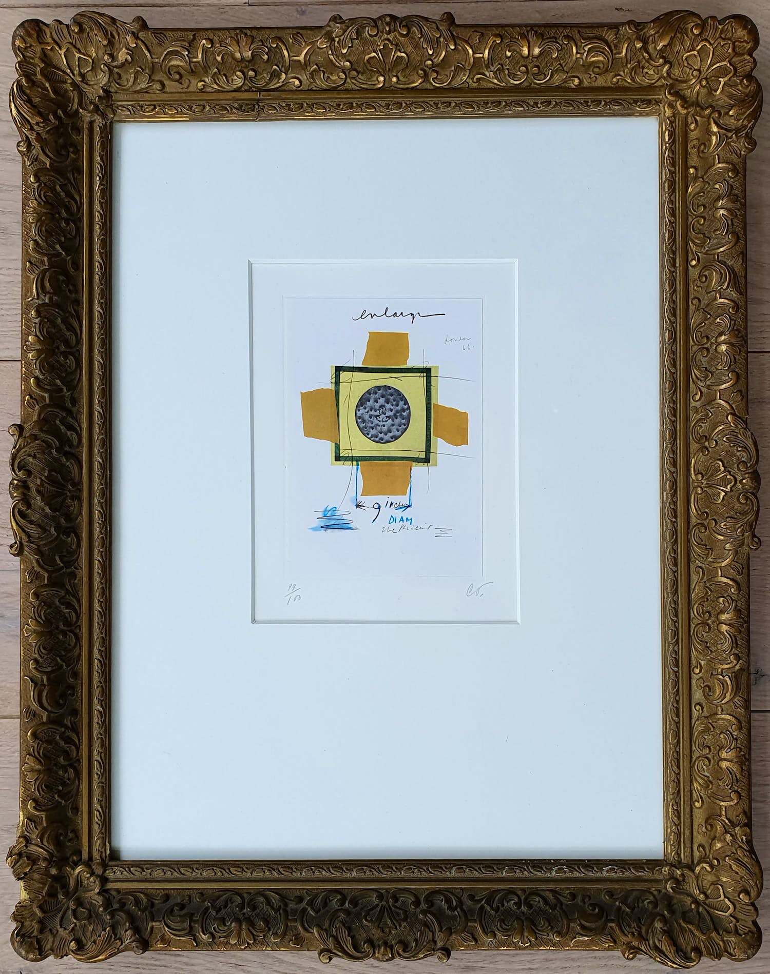 Claes Oldenburg - Litho: 'Notes in hand' Nieuw ingelijst in oude lijst. kopen? Bied vanaf 195!