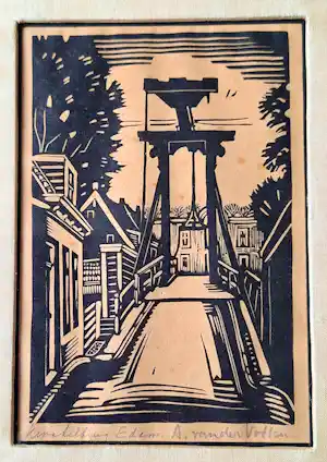 Andre van der Vossen - houtsnede 'Kwakelbrug, Edam' verkauft für € 45!