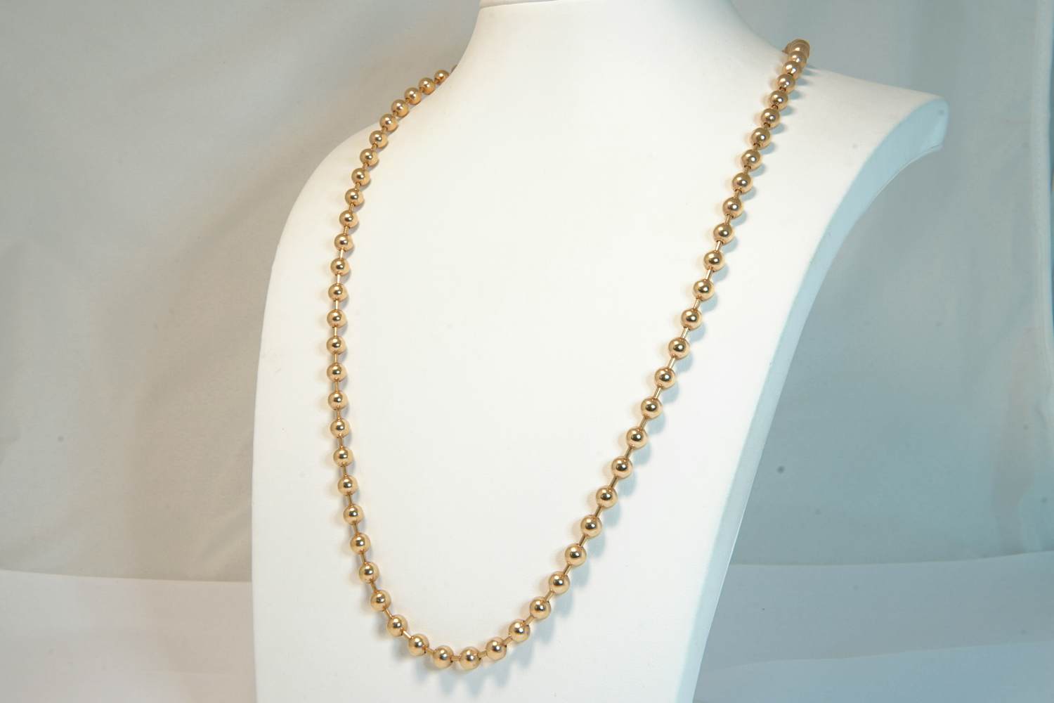 15 - Exclusief en relatief lang 18 krt massief rosé gouden "kogel" collier verkocht voor € 2800!