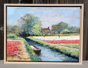 Alexander van Noort - olieverf op doek: bollenvelden bij Heemstede (nette lijst!) kopen? Bied vanaf 299!