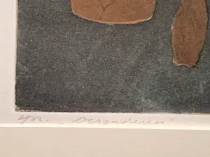 Willy Belinfante - grote Epreuve d'Artiste kleuren ets "vergadering" - met pers. opdracht gesign kopen? Bied vanaf 48!