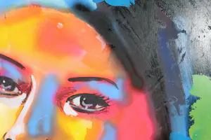 AcheterPeter Klashorst - Acryl en spuitbus op doek, Portret naar meisje met de parel? Enchérissez de 400!