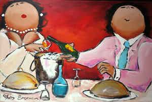 Theo Broeren - Schilderij ACRYL op DOEK SURPRISE MENU Handgesigneerd. verkocht voor € 175!