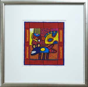 Clemens Briels - Figuren "XVII" (2002) - Ingelijst verkocht voor € 95!