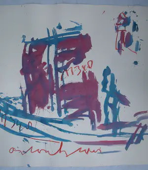 Anton Heyboer - Acryl en pastel, Schip IJmuiden , YM348 - 79 x 107 cm. kopen? Bied vanaf 125!