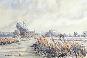 Pieter van Oostveen - Aquarel, Wamel - Ingelijst kopen? Bied vanaf 1!