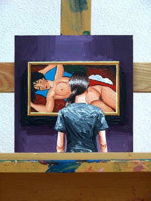 Gerard Boersma - Reclining Nude (Vrouw kijkend naar schilderij van Modigliani) kopen? Bied vanaf 75!