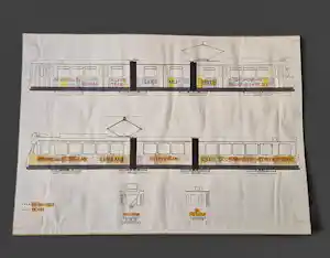 Jan Wolkers - originele ontwerp/collage voor op Amsterdamse tram - verso een abstracte schets verkocht voor € 80!