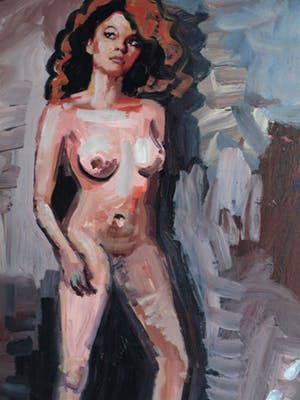 Peter Klashorst - Acrylverf op doek , “Vrouw met Schedel” - GROOT – 2018 – 55 x 100 cm kopen? Bied vanaf 375!