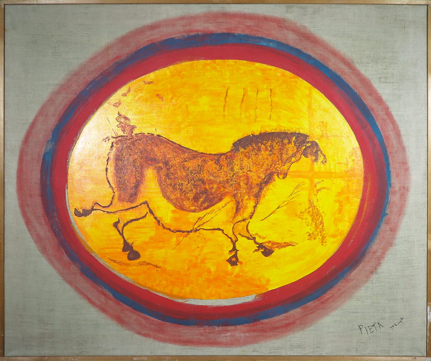 Pieta Dijkstra - Olieverf op doek, "Lescaux; masculin - feminin" - Ingelijst (Groot) kopen? Bied vanaf 1!