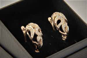 1267- Chique set 14 krt rosé-goud & diamanten (ca.0.80ct) oorclips - gekeurd verkocht voor € 270!