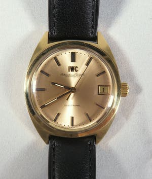 IWC - Electronic 18K Goud, Zwitsers herenhorloge met zwart lederen band kopen? Bied vanaf 1600!