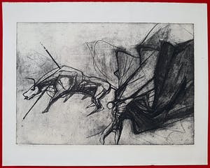 Ru van Rossem - Corrida de toros, aquatint ets kopen? Bied vanaf 50!