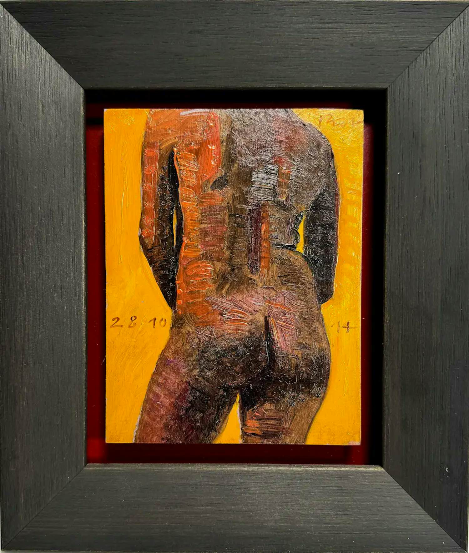 Buy Piet Sebens - Ingelijste olieverf op paneel: "Rug van Patience" - 2016? Bid from 495!