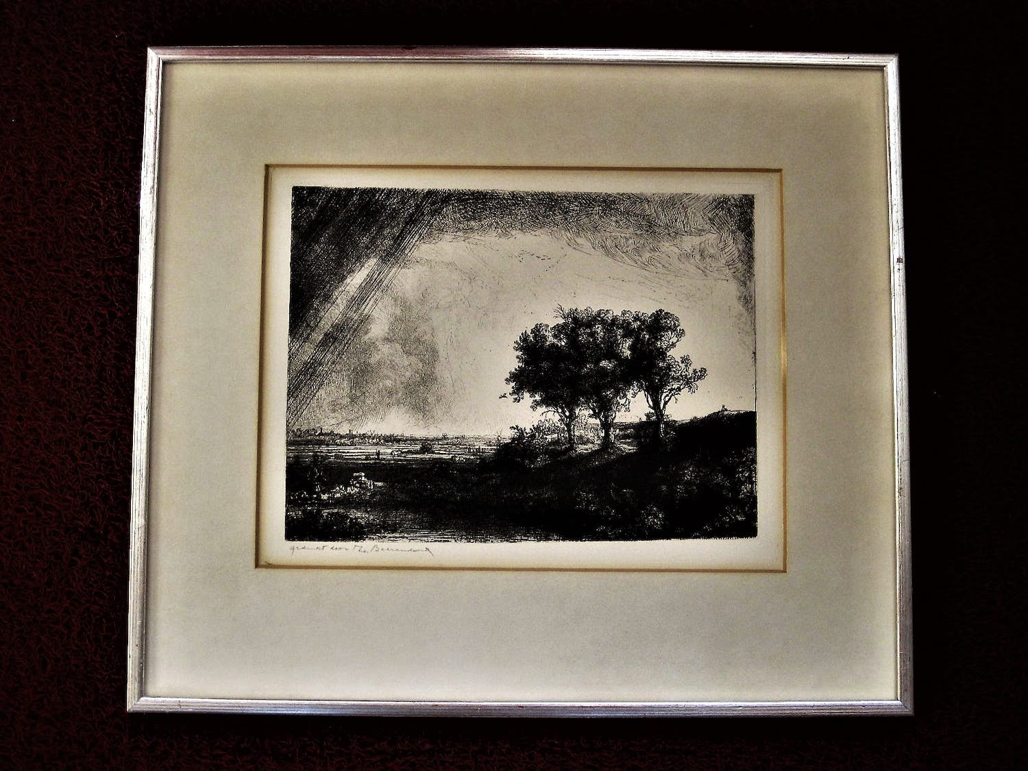 Theo Beerendonk - zijn ode aan de rembrandt van Rijn Ets "De drie bomen" potlood gesigneerd kopen? Bied vanaf 57!