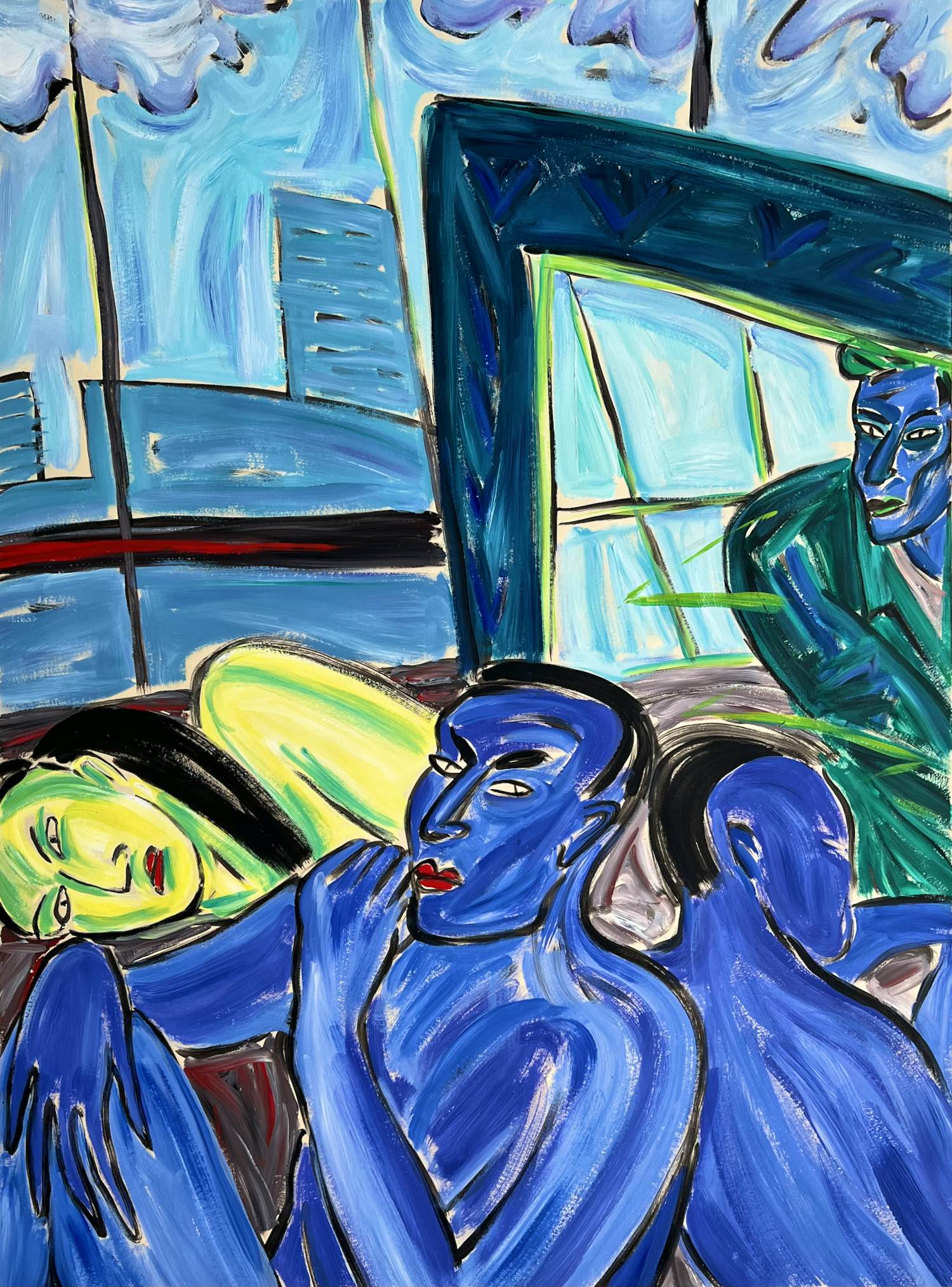Inez van Beusekom - acrylverf op papier | 'Kijken no. 4' | 1986 (UNIEK WERK) kopen? Bied vanaf 1!