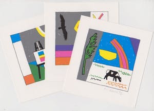 Harrie Gerritz - Drie handgesigneerde lithografien: Koe, Vogel, Schildersezel kopen? Bied vanaf 30!