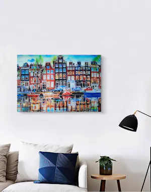 Elva Polyakova - Een gracht in Amsterdam - achter glas kopen? Bied vanaf 50!