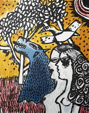 Corneille - Le chien bleu, zeefdruk verkocht voor € 175!