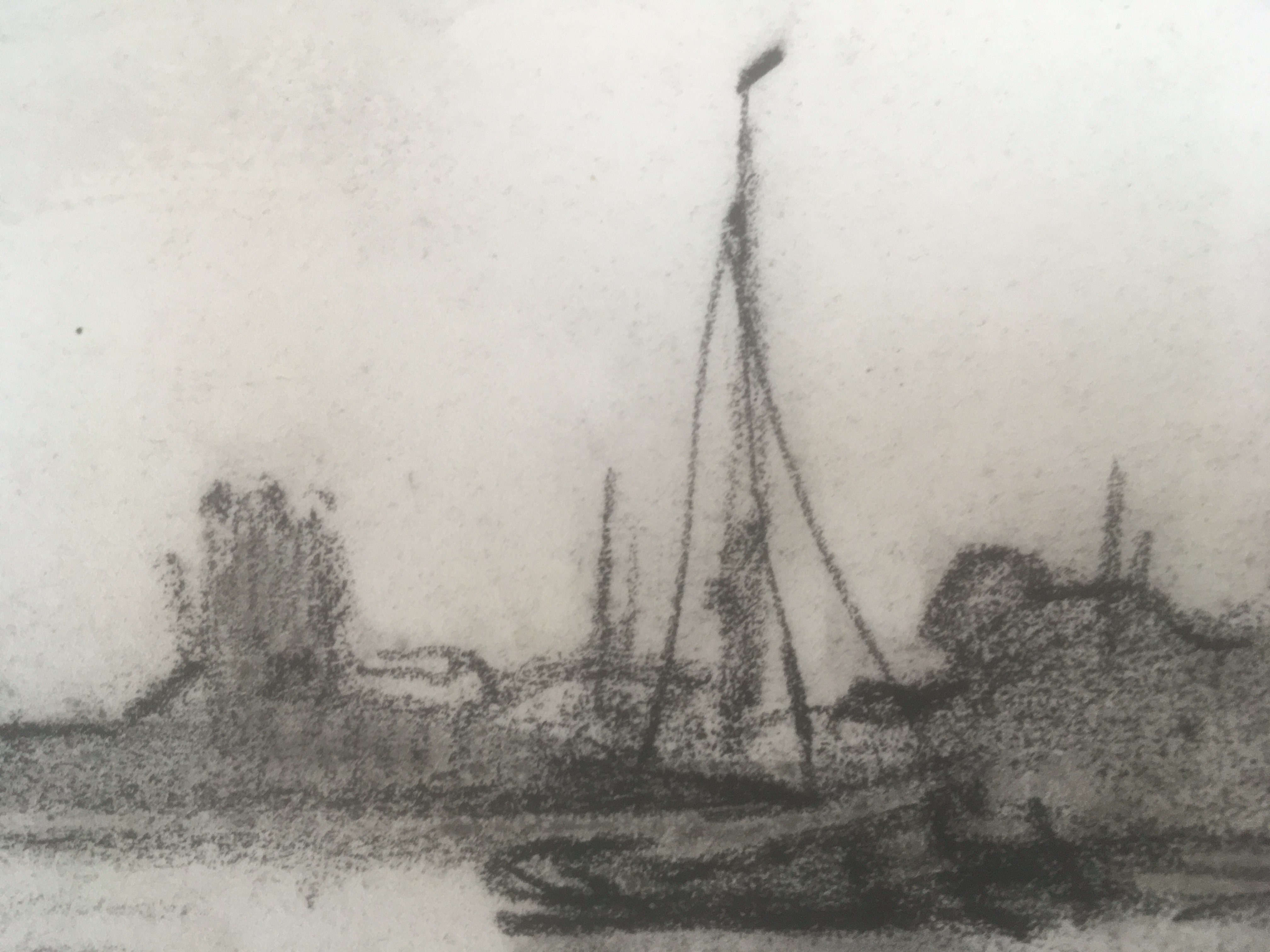 Niet of onleesbaar gesigneerd - Houtskool op papier - Gezicht op Dordrecht. kopen? Bied vanaf 1!