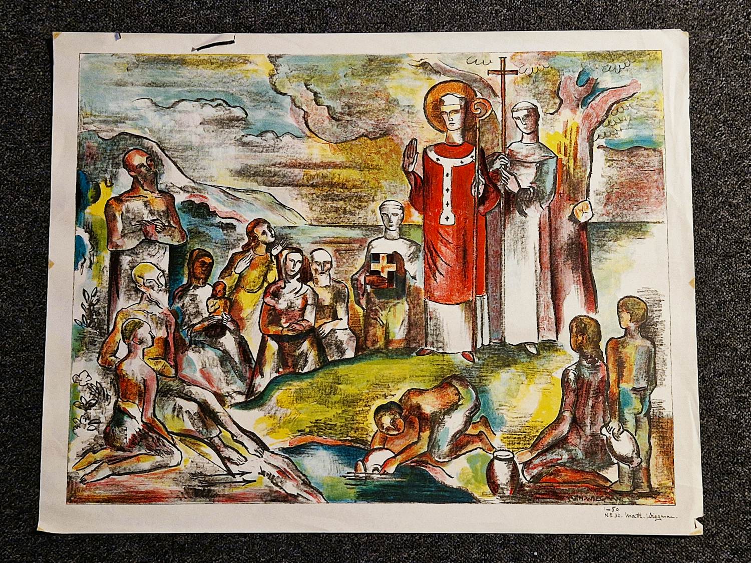 Matthieu Wiegman - Grote religieuze kleuren litho - beperkte oplage (50) - potloodgesigneerd kopen? Bied vanaf 43!