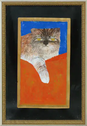 Mohaier Dariush - Gemengde techniek op papier, Kat kopen? Bied vanaf 1!